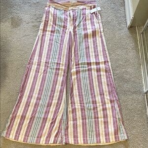 Anthropologie Striped Boot Cut Pants - Pink, Green, Cream